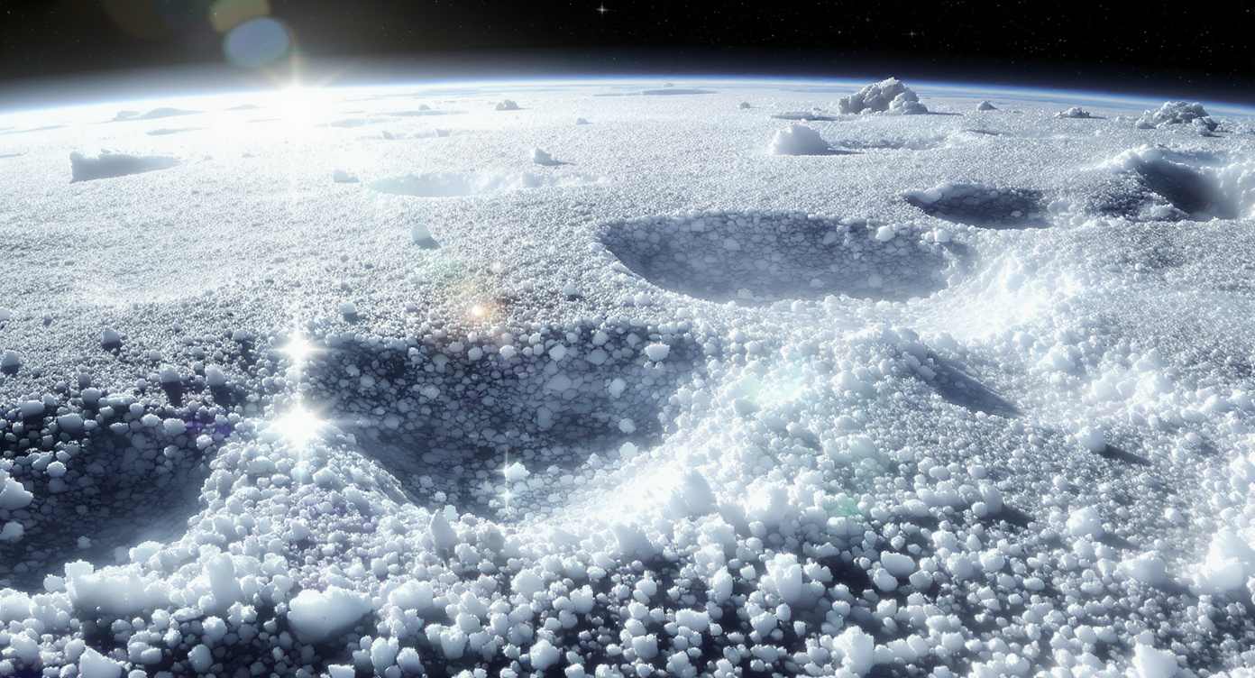 Eisige Oberfläche von Haumea - KI Darstellung